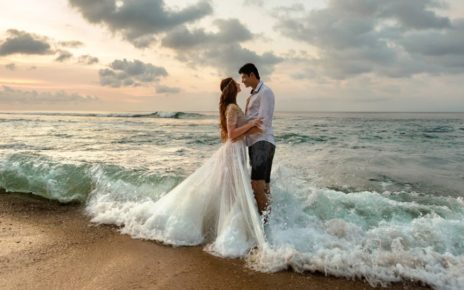 wedding photo shoot at the sea